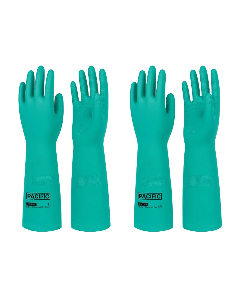 PACIFIC PPE 2 Pairs Chemical Resistant Nitrile Gloves, Resist Household Acid, Alkali, Solvent and Oil, 28 mil, 18", X-Large - Image 1